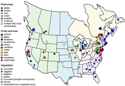 Identifying wild bee visitors of major crops in North America with notes on potential threats from agricultural practices